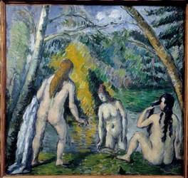 Tre badande av Paul Cezanne (1839-1906). 1879