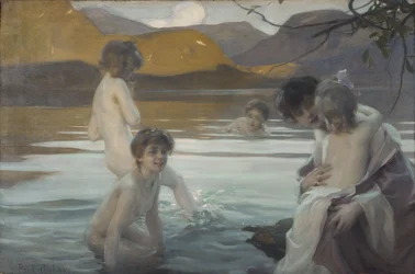Första badet, ca 1907 (olja på duk)