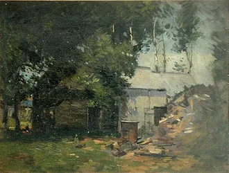 Barnyard Scene (olja på duk)