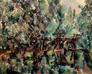 En bro över en damm, c1898.
