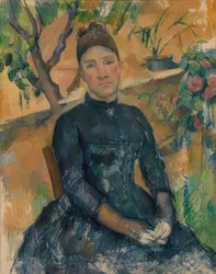 Madame Cézanne (Hortense Fiquet, 1850-1922) i vinterträdgården. 1891