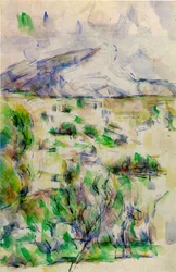 Mont Sainte Victoire från les Lauves, 1902-06 (wc och penna på papper)