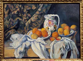Stilleben på ridån. Målning av Paul Cezanne (1839-1906)