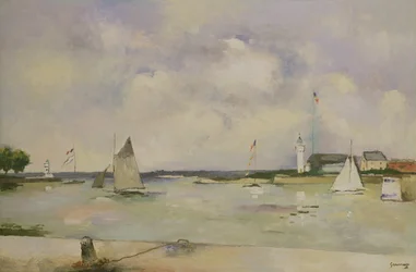 Ingång till hamnen i Honfleur (panel)