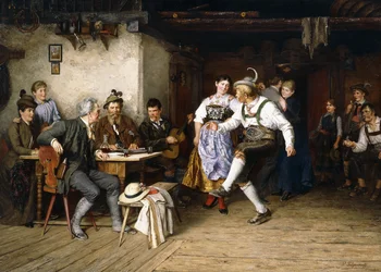 Interiör av en Weinstube (olja på duk)