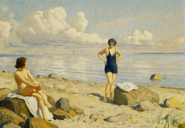 På stranden,