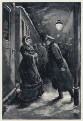 Illustration för Anna Karenina: Vronsky möter Anna på stationen (litho)