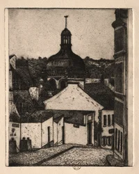 Sex etsningar: Notre Dame Street, Pontoise, 1895.
