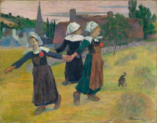 Franska: La Ronde des petites Bretonnes Bretonska flickor dansar, Pont-Aven