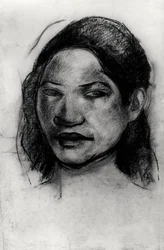 Head of a Tahitian (kol på papper)