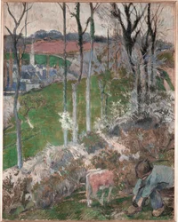 Vinter. Petit Breton arraant son sabot (olja på duk)
