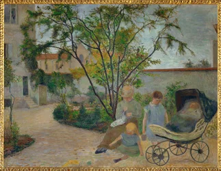 Jardin a Vaugirard, ou La Famille du peintre dans le de jardin la rue Carcel (olja på duk)