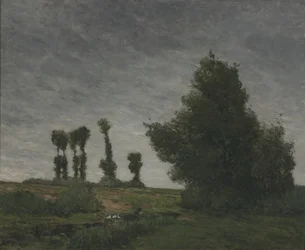 Landskap med poppel (olja på duk)