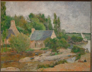 Les lavandieres a Pont-Aven Tvätterskor i Pont-Aven (målning på duk)