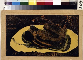 Manao Tupapau (De dödas ande håller vakt). Gravyr av Paul Gauguin (1848-1903)