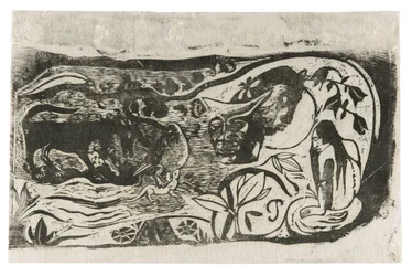 Tallrik med Head of a Horned Devil, från Suite of Late Wood-block Prints