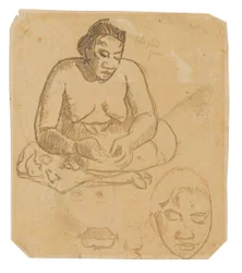 Sittande tahitisk kvinna (recto); Stående tahitisk kvinna (omvänd)
