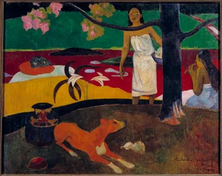 Tahitiansk scenmålning av Paul Gauguin (1848-1903) 1892 Sön. 0,87x1,13 m St Petersburg, Eremitagemuseet