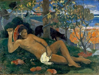 Te Arii Vahine. Konungens hustru. Målning av Paul Gauguin (1848-1903)