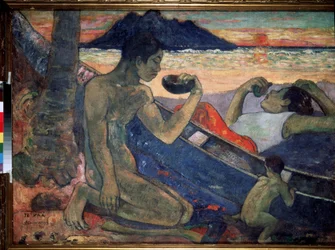 Te Vaa (Kanoten). Målning av Paul Gauguin (1848-1903)