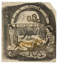 Te atua (The God), från sviten med sena träblockstryck