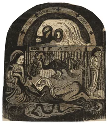 Te atua (The God), från sviten med sena träblockstryck