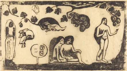 Kvinnor, djur och lövverk