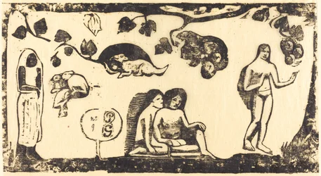 Kvinnor, djur och lövverk
