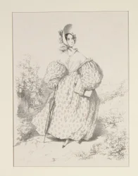 På landet. Huillet 1835. Klänning av jaconas,...