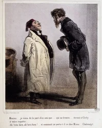 Gäldenär och borgenär, Cartoon de Gavarni, ca. 1840.