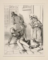 Herr Victor, som flanerade under ett visst fönster, fick en mängd käppslag av herr Prosper.