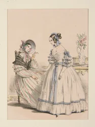NOVEMBER 1838. Scarfklänning för gethår ​​med pärlband;