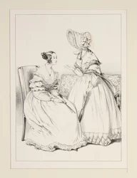 SEPTEMBER 1838. Muslinklänning med spetsvolanger; ...