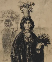 Vi bär massor av blommor i vår, speciellt på hattar Fashionable Magazine, plat..., 1853.