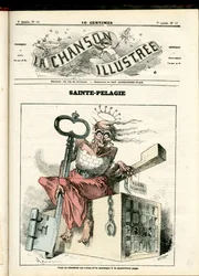 La Chanson illustree (tidskrift), nummer 52, satirisk i färger: Sainte Pelagie - Republikan, Prisons, Sainte Pelagie - Illustration av Hadol (1835-1875)
