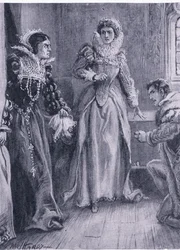 Drottning Mary Elizabeth och Courtenay Jag kommer att svara på den frågan ropade Mary som kastade åt sidan Arras, illustration från The Worlds Library of Best Books, ca 1940