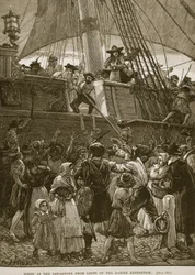 Scen vid Darien-expeditionens avgång från Leith, illustration från "Cassell