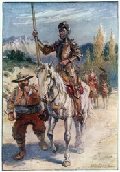 Vilken juvel presenterade hon dig vid din avresa, illustration från "The Adventures of Don Quixote", publicerad av G. Bell und Sons, Ltd., 1911