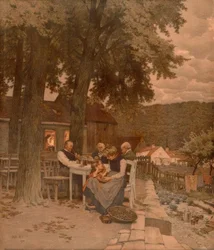 Familjen i trädgården