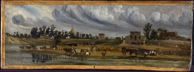Seinebankarna vid barrière de la Cunette, nära Champ-de-Mars (1820), år 1820 (målning)