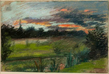 Blå och orange himmel