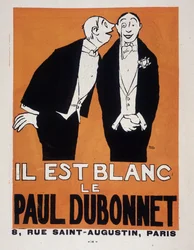 Reklam för alkoholer Paul Dubonnet av Paul Iribe (1883-1935) (två män i aftonklänning), "" Le Temoin"", 1907-12-28.