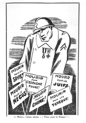 Karikatyr från "Je suis partout", ca 1935 (litografi) (svartvitt foto)