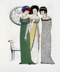 Skapandet av Paul Poiret från ""Les Dresses de Paul Poiret"", teckning av Paul Iribe. 1908