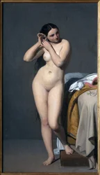 Naken vid konsolbordet. Målning av Paul Jourdy (1805-1856). Fransk konst