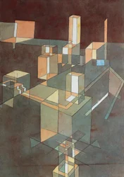 Italiensk stad av Paul Klee (1879-1940), akvarell på Ingres-papper, 34x23 cm