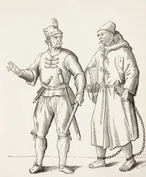 Galärlödare från 1500-talet med en galärslav.