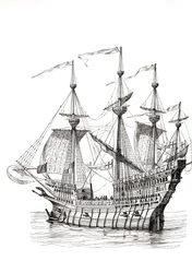 Krigsman som 1520 förde kung Henrik VIII från England till Frankrike för mötet med kung Frans I på fältet vid guldtyget. Efter en teckning av Holbein.
