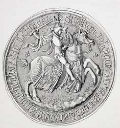 Sigill av Jean Ii, hertig av Burgund, greve av Nevers och baron av Donzy 1371 - 1419.