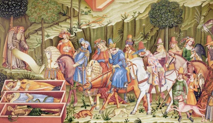Dödens triumf, Freskomålning i Campo-Santo, Pisa, Italien, tillskriven Francesco Traini.
